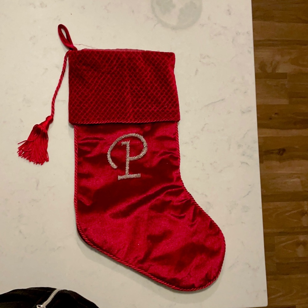Red Velvet Christmas Stocking New Monogrammed “P”